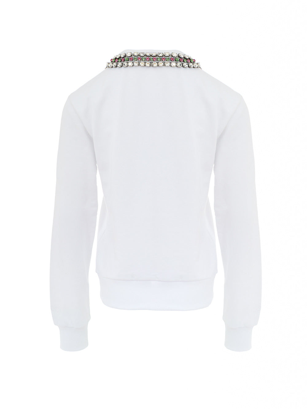 White Sweatshirt with Jewel Neck Gucci