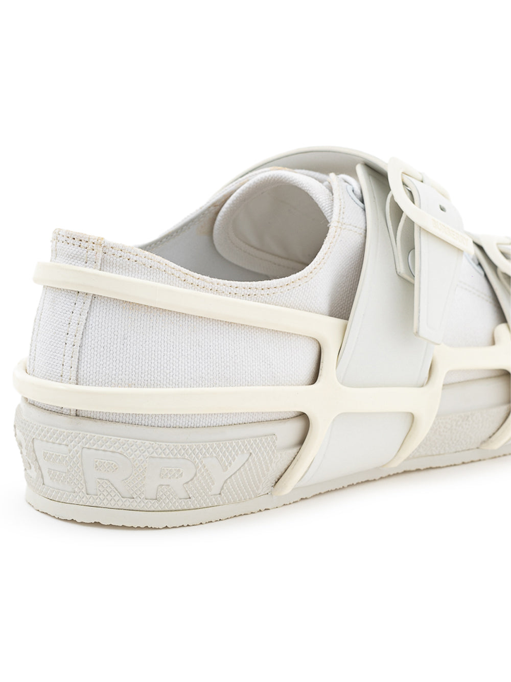 Burberry White Canvas Sneaker with Rubber Outer Frame