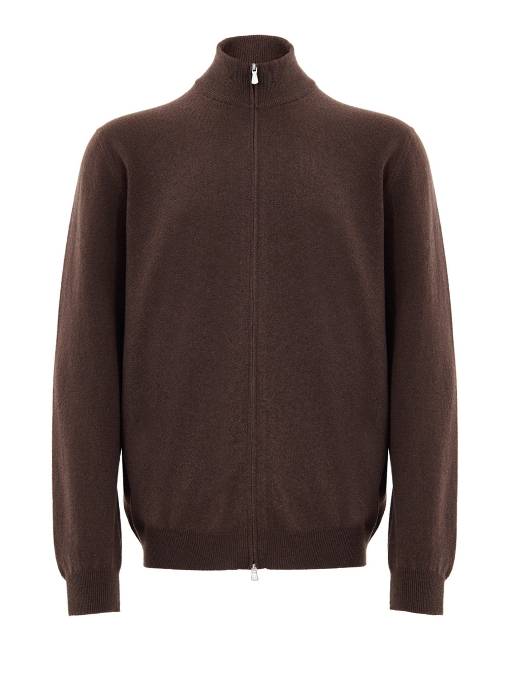 Gran Sasso Brown Wool Zip-Up Cardigan Sweater