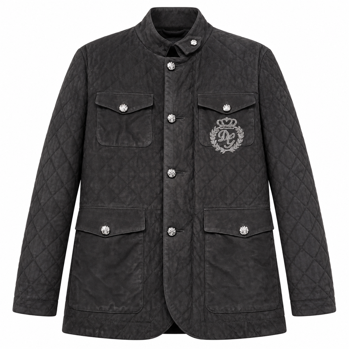 Dolce & Gabbana Men Jacket Quilted Agnello Black
