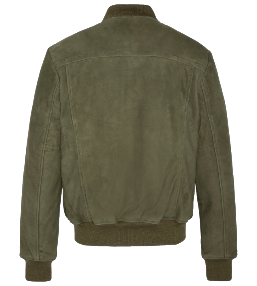 Schott NYC Men GOAT SUEDE CASUAL Bomber Jacket Green