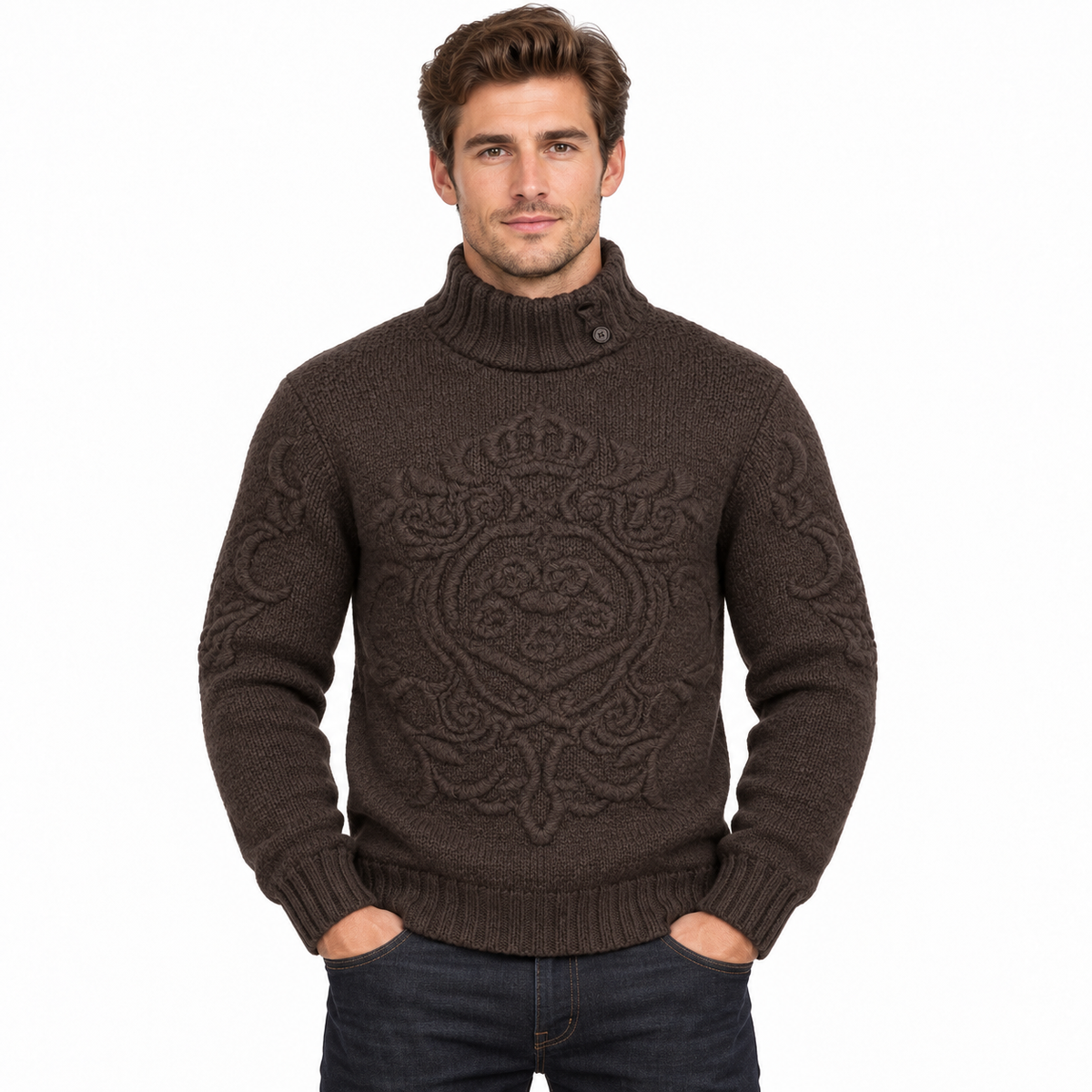Dolce & Gabbana Men Sweater Rilievo Brown