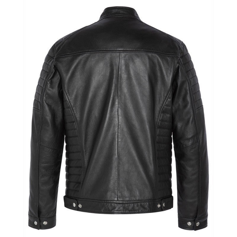 Schott NYC Men BIKER Jacket QUILTED SLEEVES Black