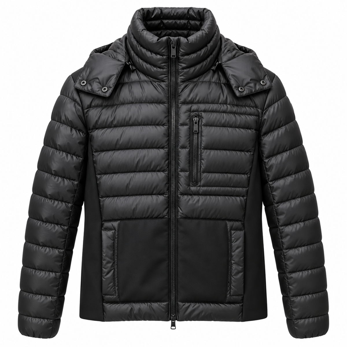 hogan Men Down Jacket Hooded Black