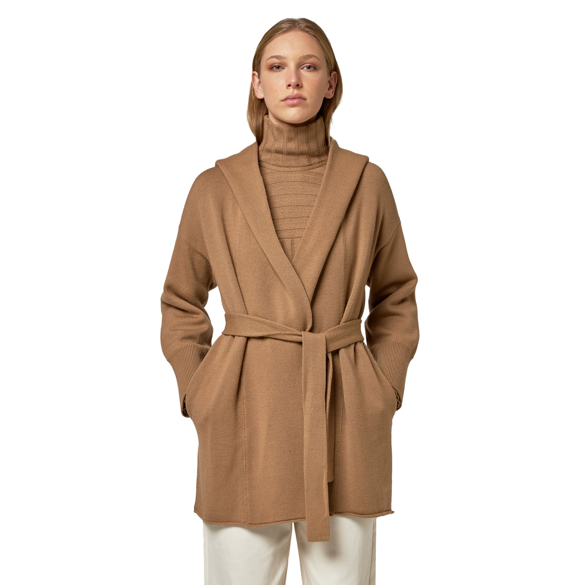 Alpha Studio Women Coat Cabanne Hooded Camel
