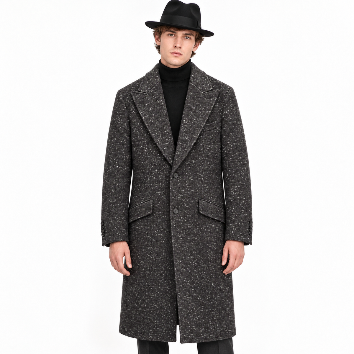 Dolce & Gabbana Men Coat Tweed Black