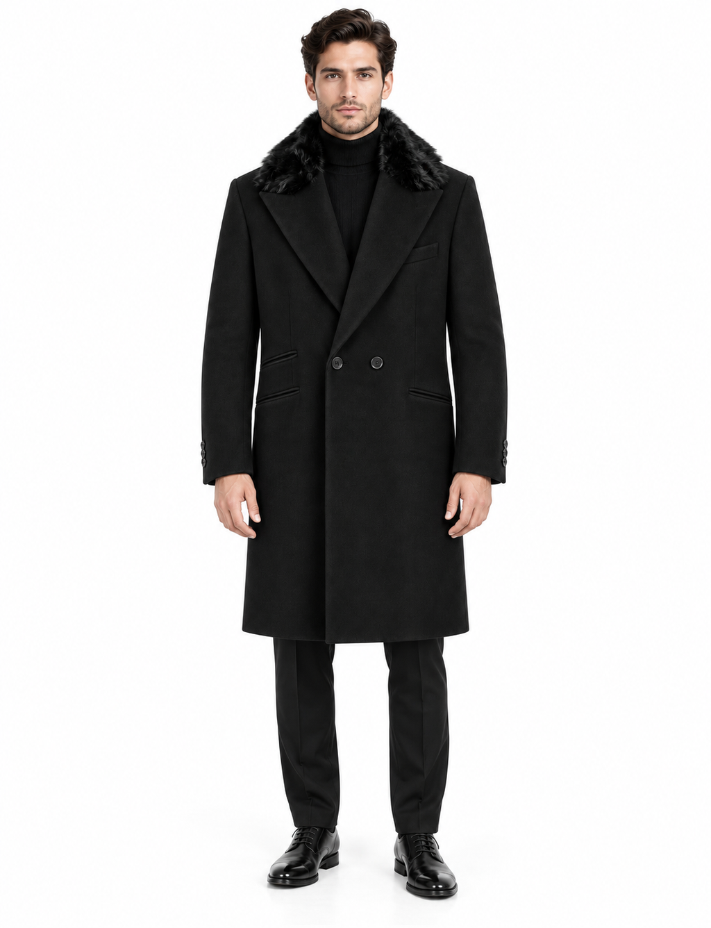 hogan Men Coat Double-Breasted Pelo Black