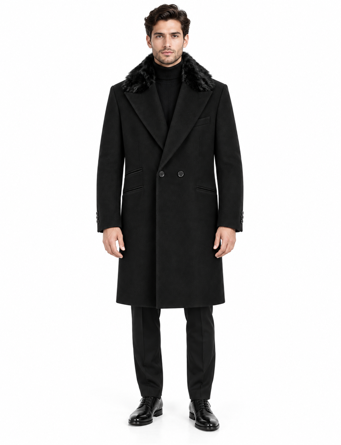 hogan Men Coat Double-Breasted Pelo Black