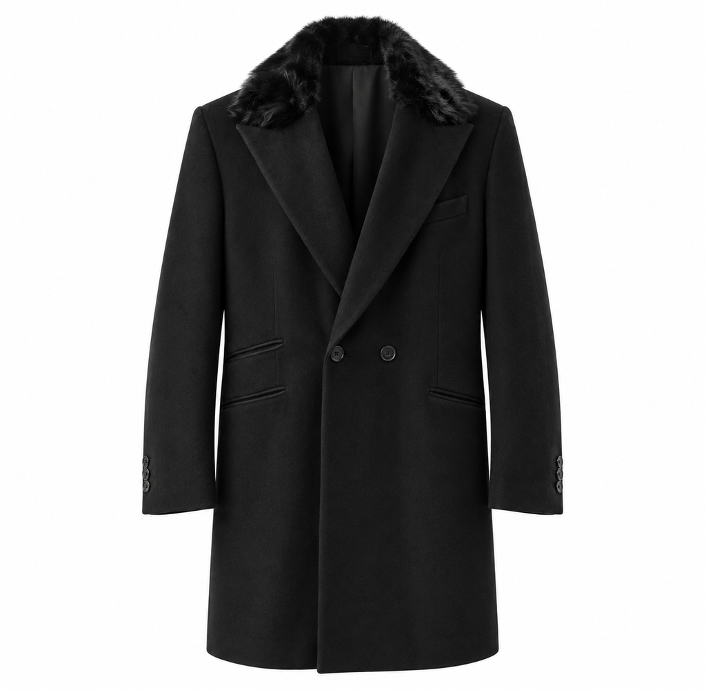 hogan Men Coat Double-Breasted Pelo Black