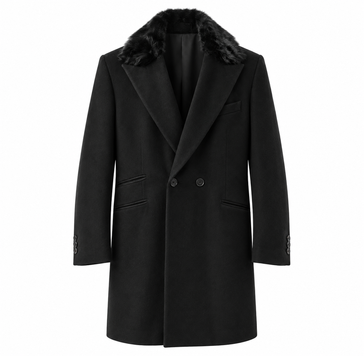hogan Men Coat Double-Breasted Pelo Black