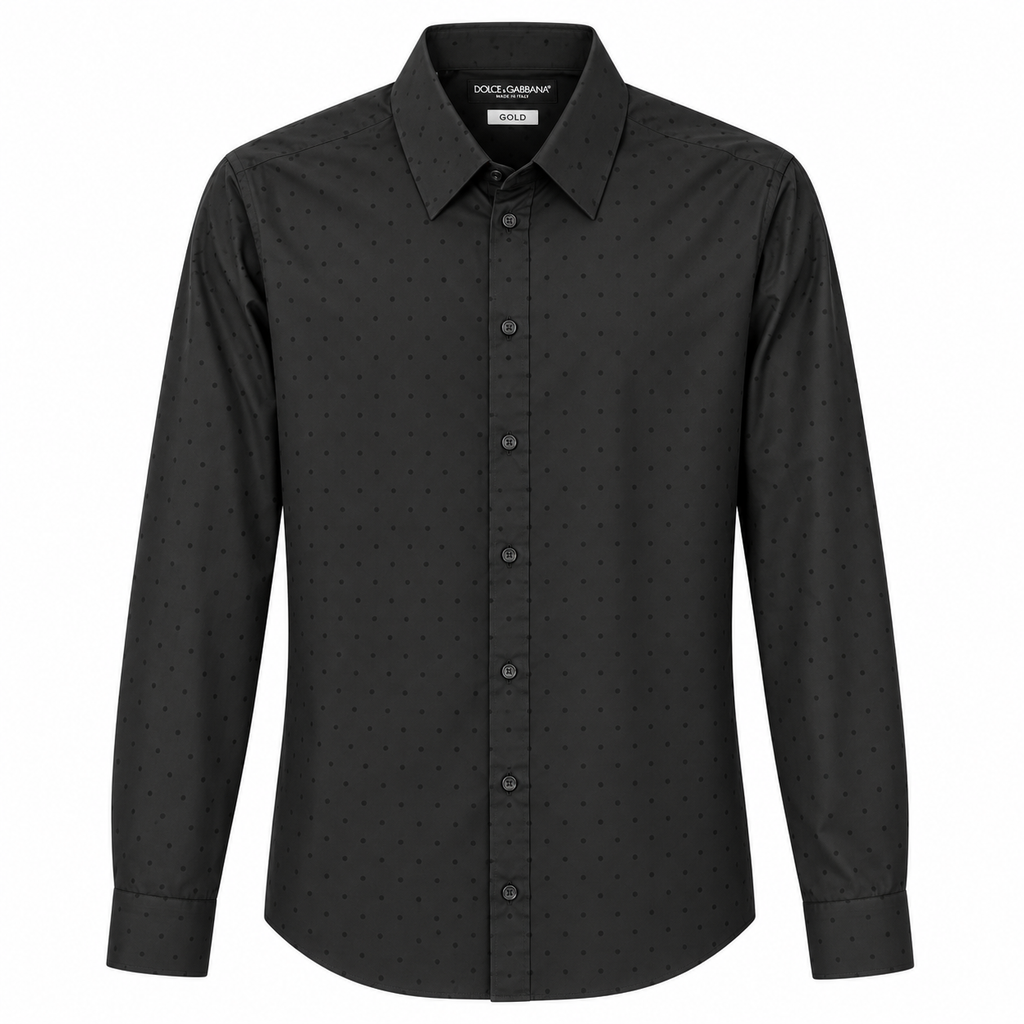 Dolce & Gabbana Men Shirt Polka Dot Black