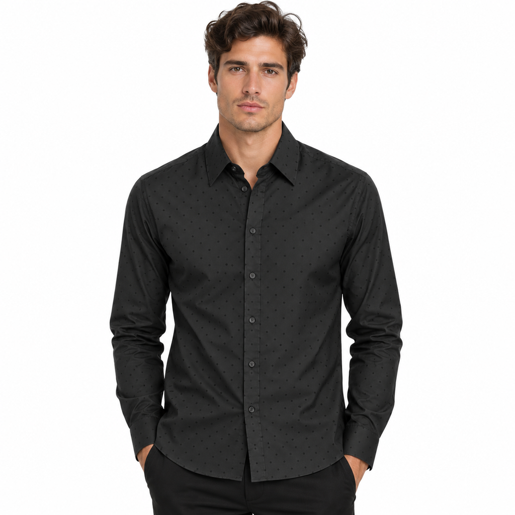 Dolce & Gabbana Men Shirt Polka Dot Black