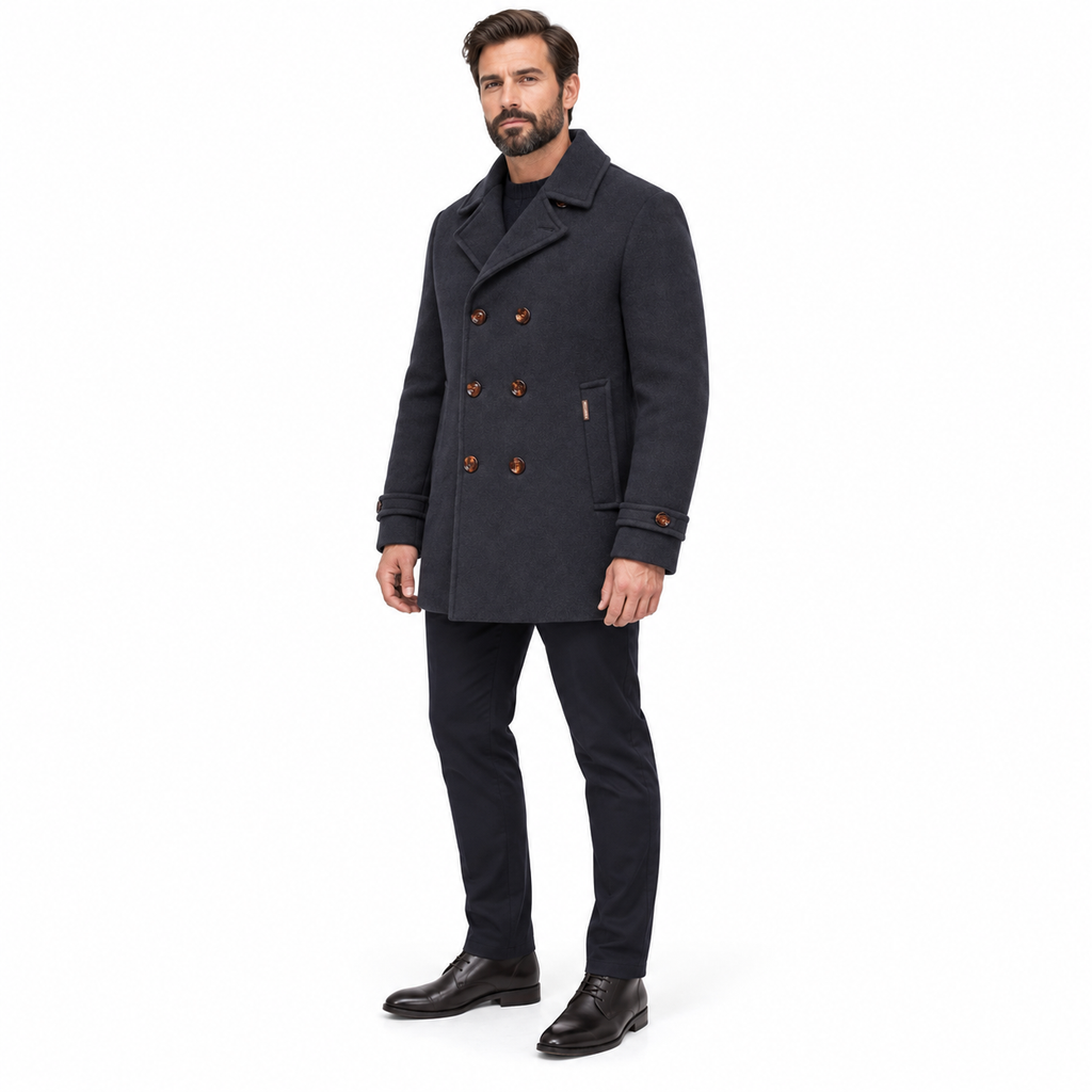 moorer Men Coat Double-Breasted Bolgi Navy Blue