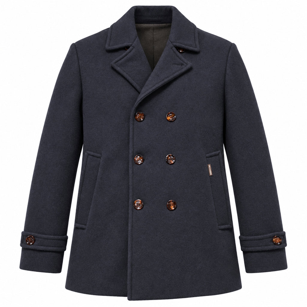 moorer Men Coat Double-Breasted Bolgi Navy Blue