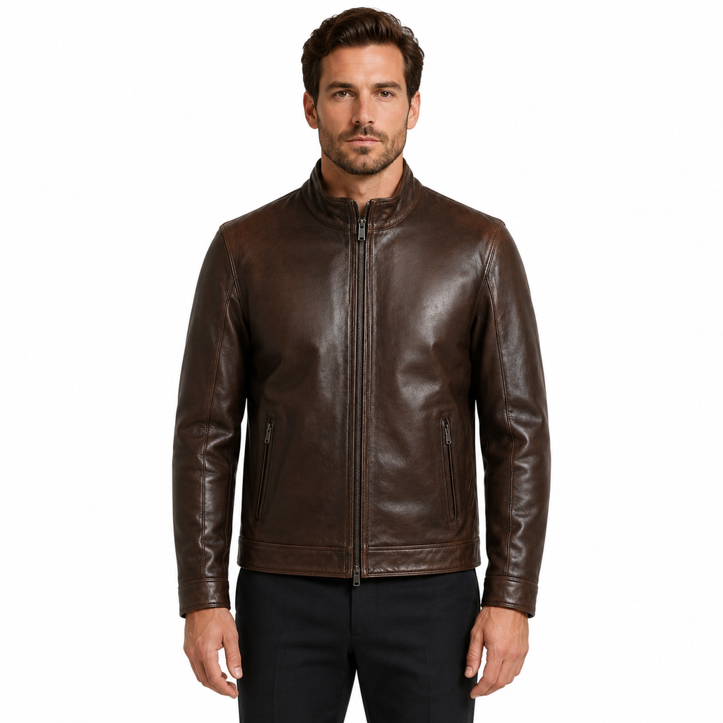Emilio Romanelli Men Jacket Leather Vitello Brown