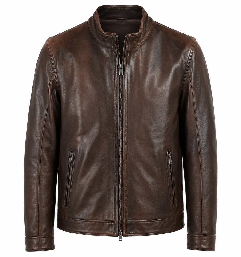Emilio Romanelli Men Jacket Leather Vitello Brown