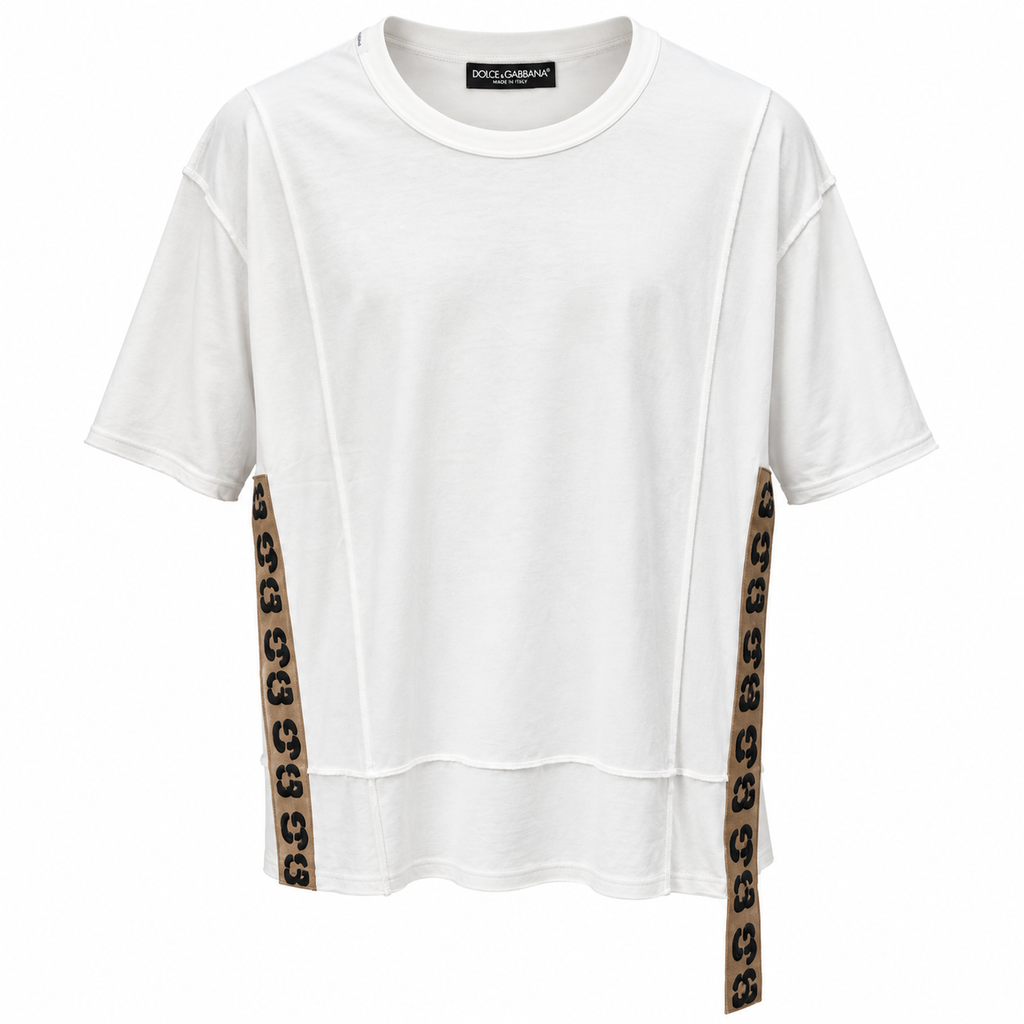 Dolce & Gabbana Men T-Shirt Crew Neck Bande Logate White