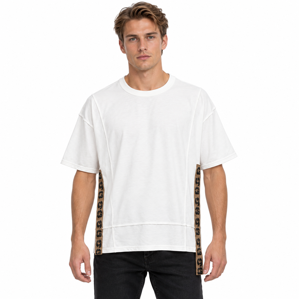 Dolce & Gabbana Men T-Shirt Crew Neck Bande Logate White