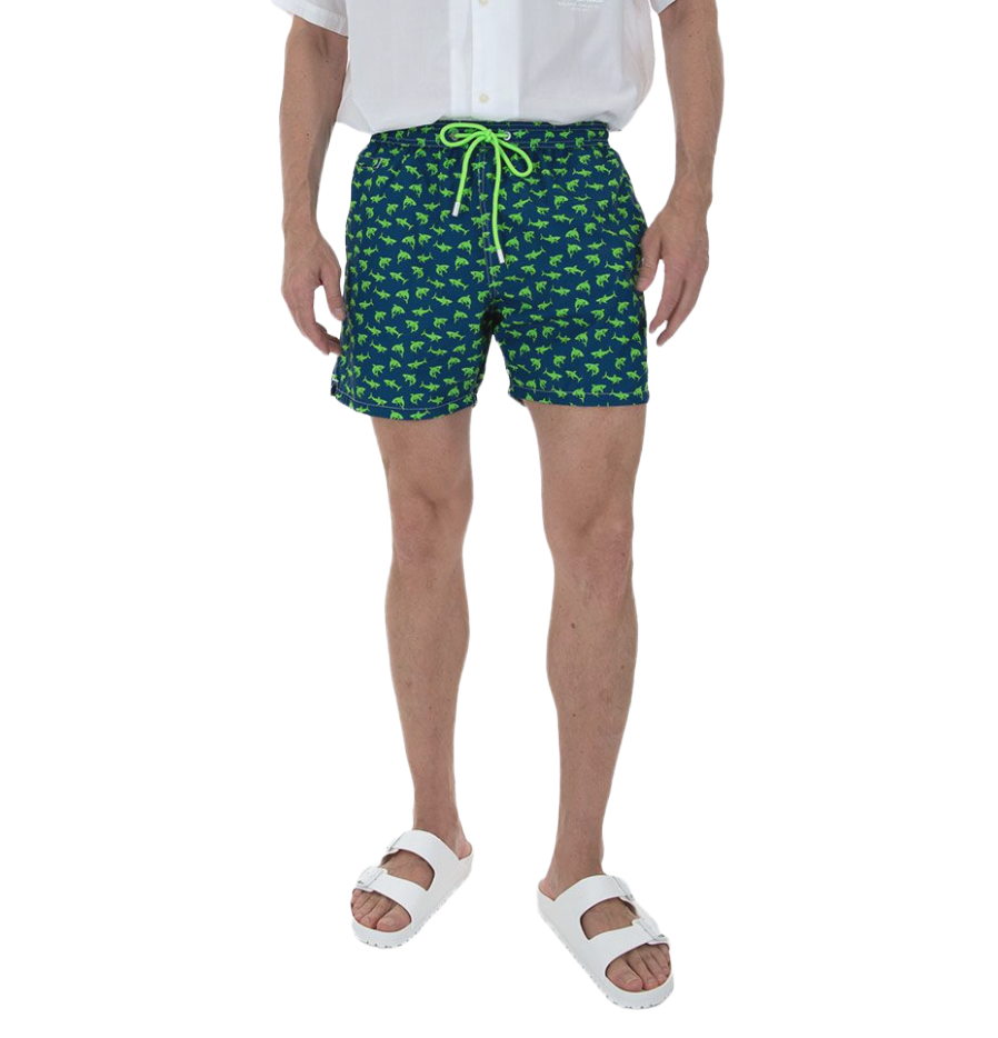 MC2 Saint Barth Men Micro Patterned Shark Sight Swimwear Blue