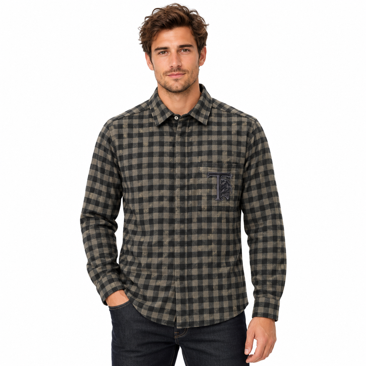 hogan Men Shirt Quadretti Logata Green