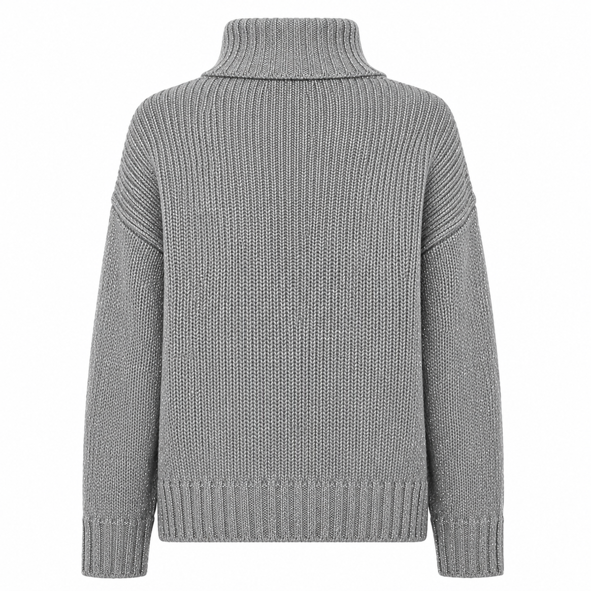 Alpha Studio Women Neck Piedi Soft Shiny Sweaters Grey