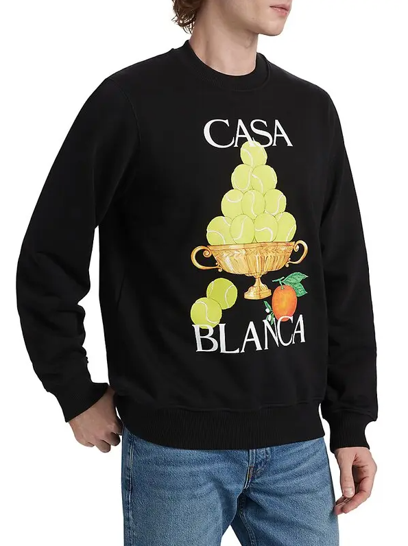 Casablanca Men Triomphe Tennis Printed Sweatshirts Black