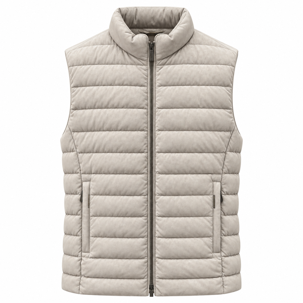 moorer Men Vest Leather Beige