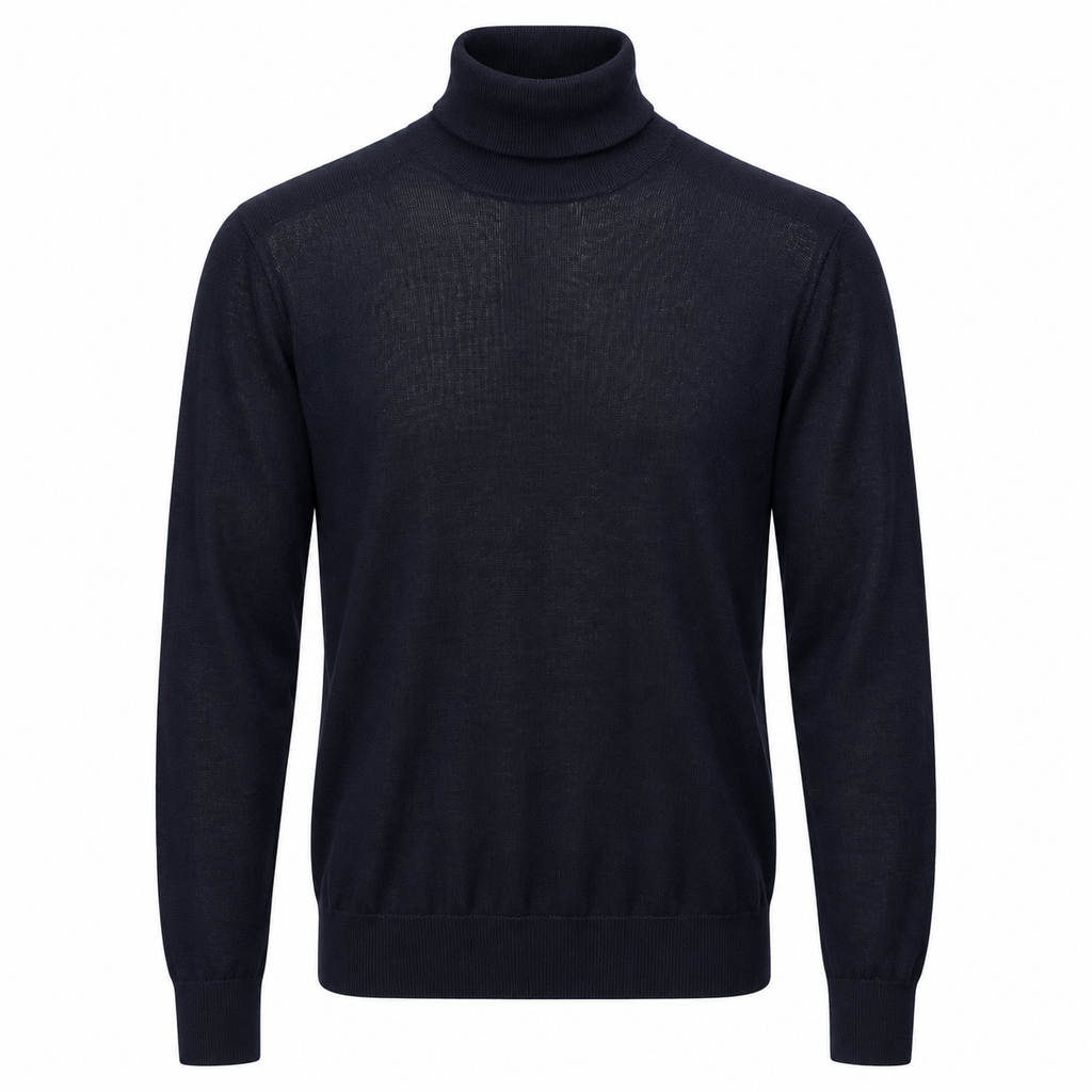 Dolce & Gabbana Men Turtleneck Wool Blue