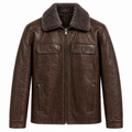Emilio Romanelli Men Jacket Leather Colletto Pelliccia Brown