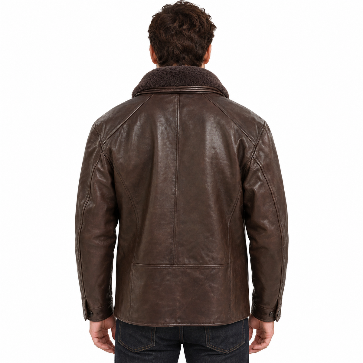 Emilio Romanelli Men Jacket Leather Colletto Pelliccia Brown