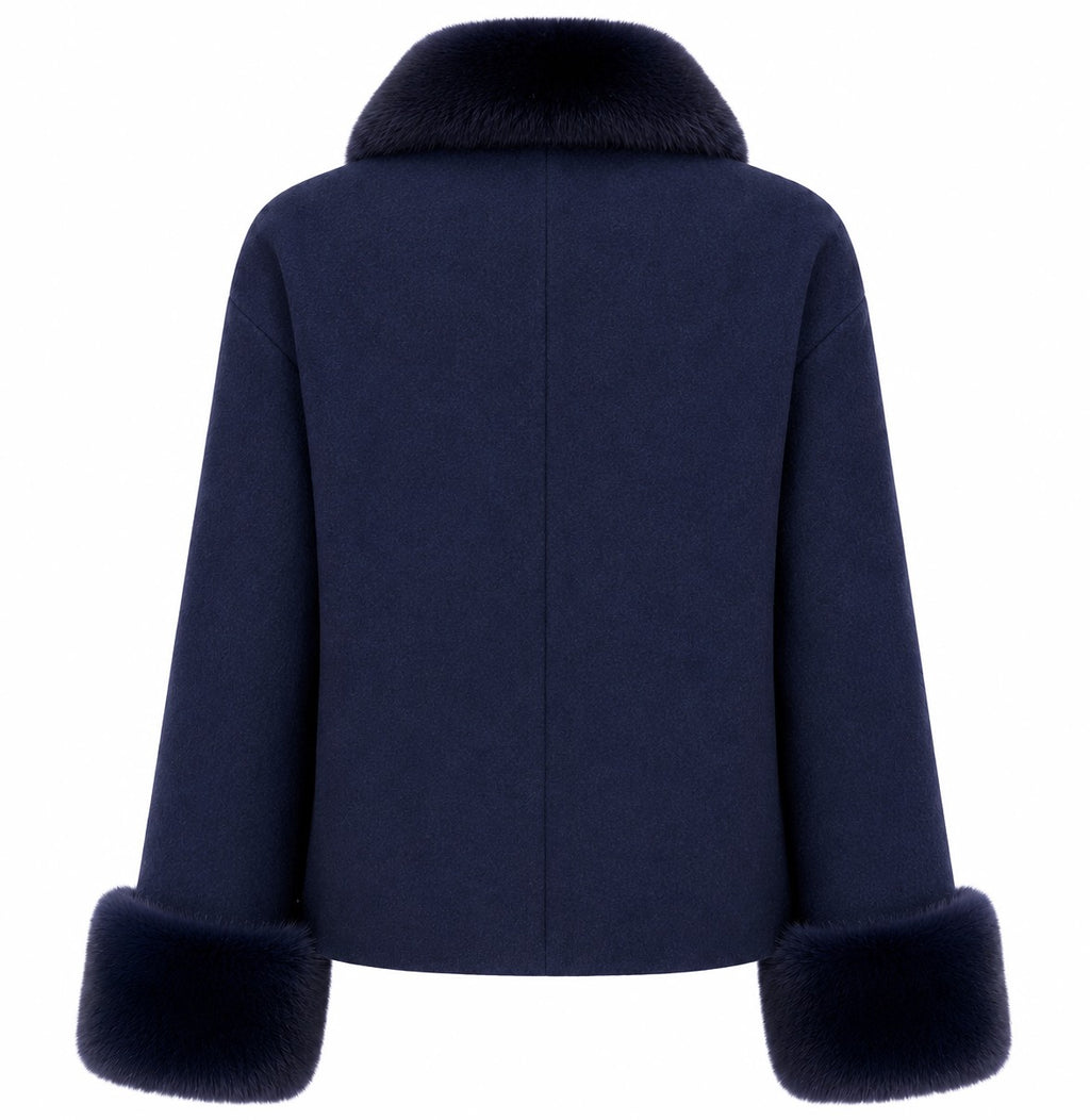 Loro Piana Fabric Women Coat Short Pelliccia Blue