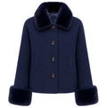 Loro Piana Fabric Women Coat Short Pelliccia Blue