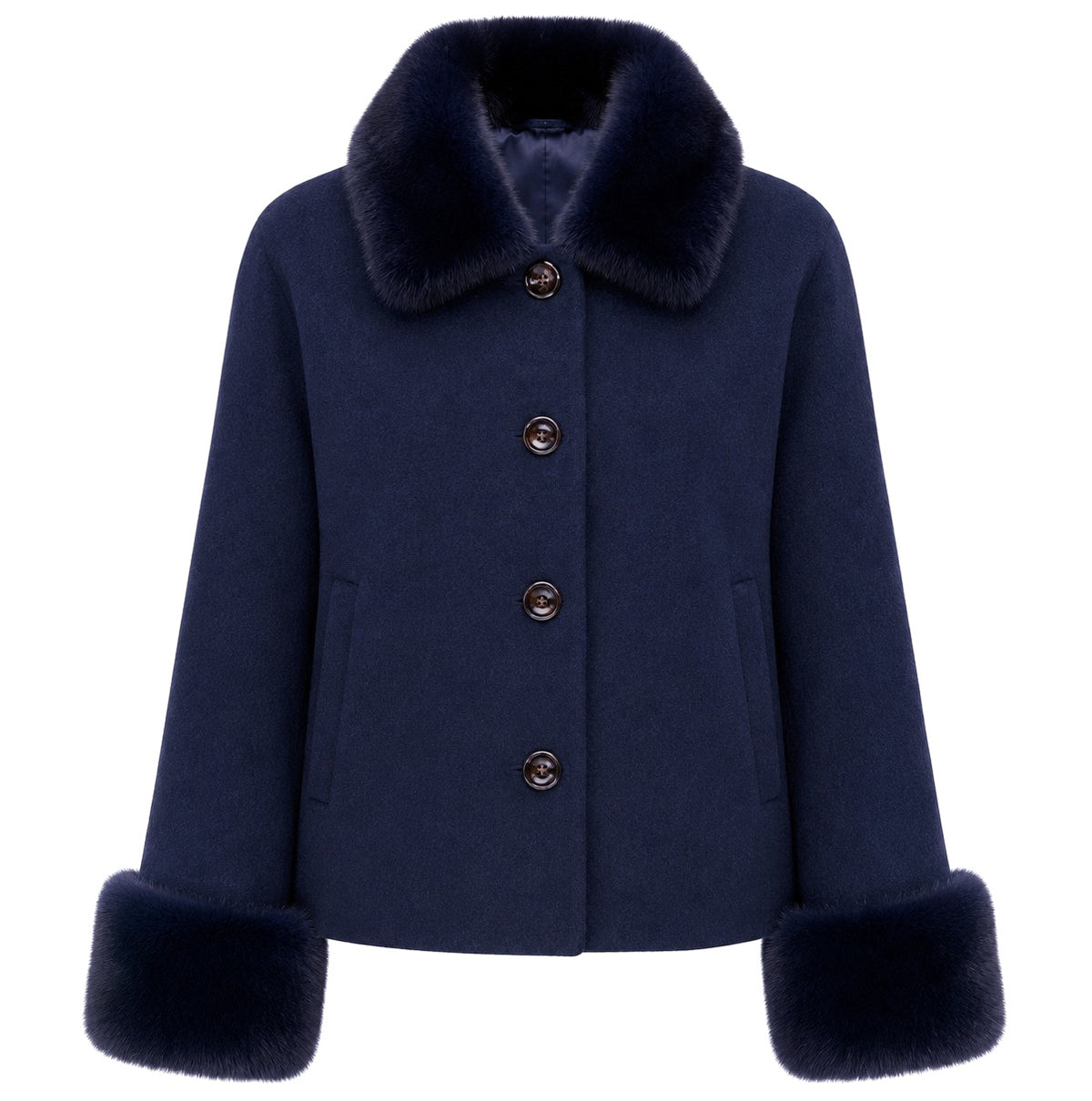 Loro Piana Fabric Women Coat Short Pelliccia Blue