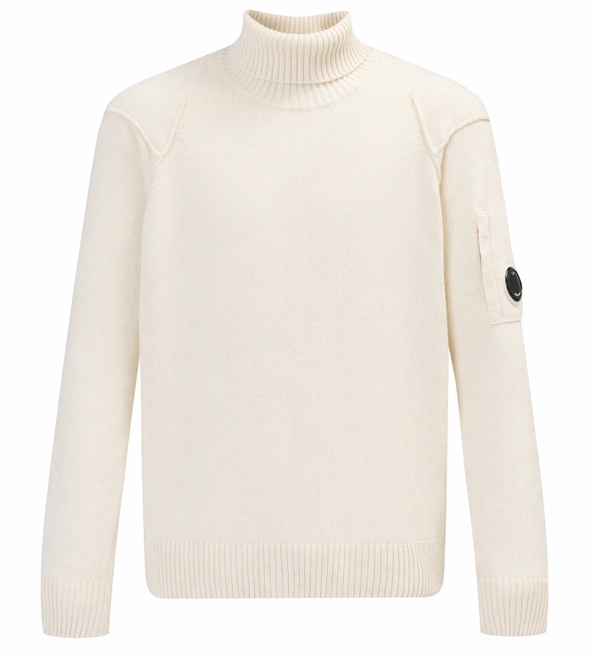 C.P. Company Men Turtle Neck Lambswool Cream Sweaters White