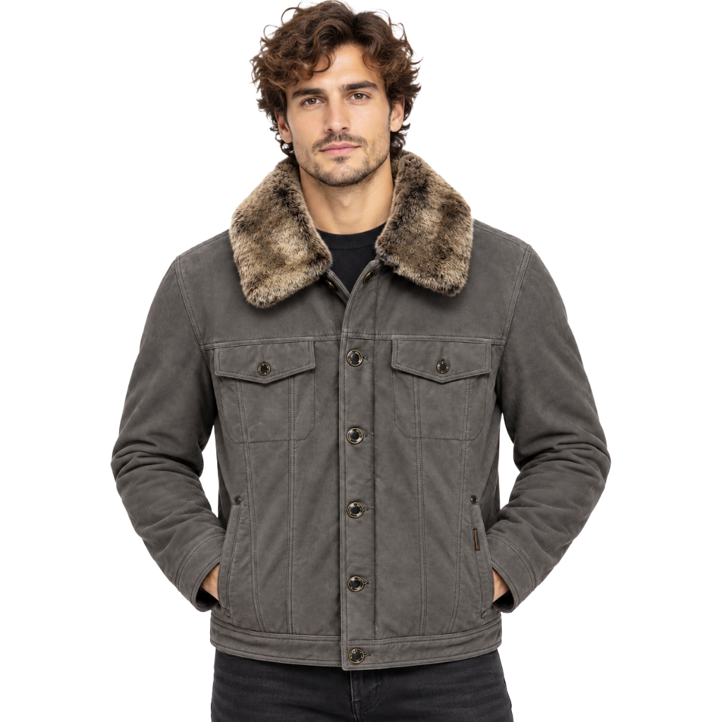 moorer Men Jacket Leather Grey