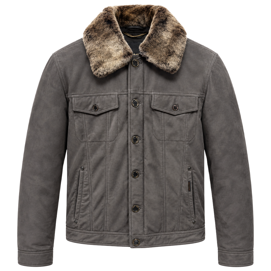 moorer Men Jacket Leather Grey