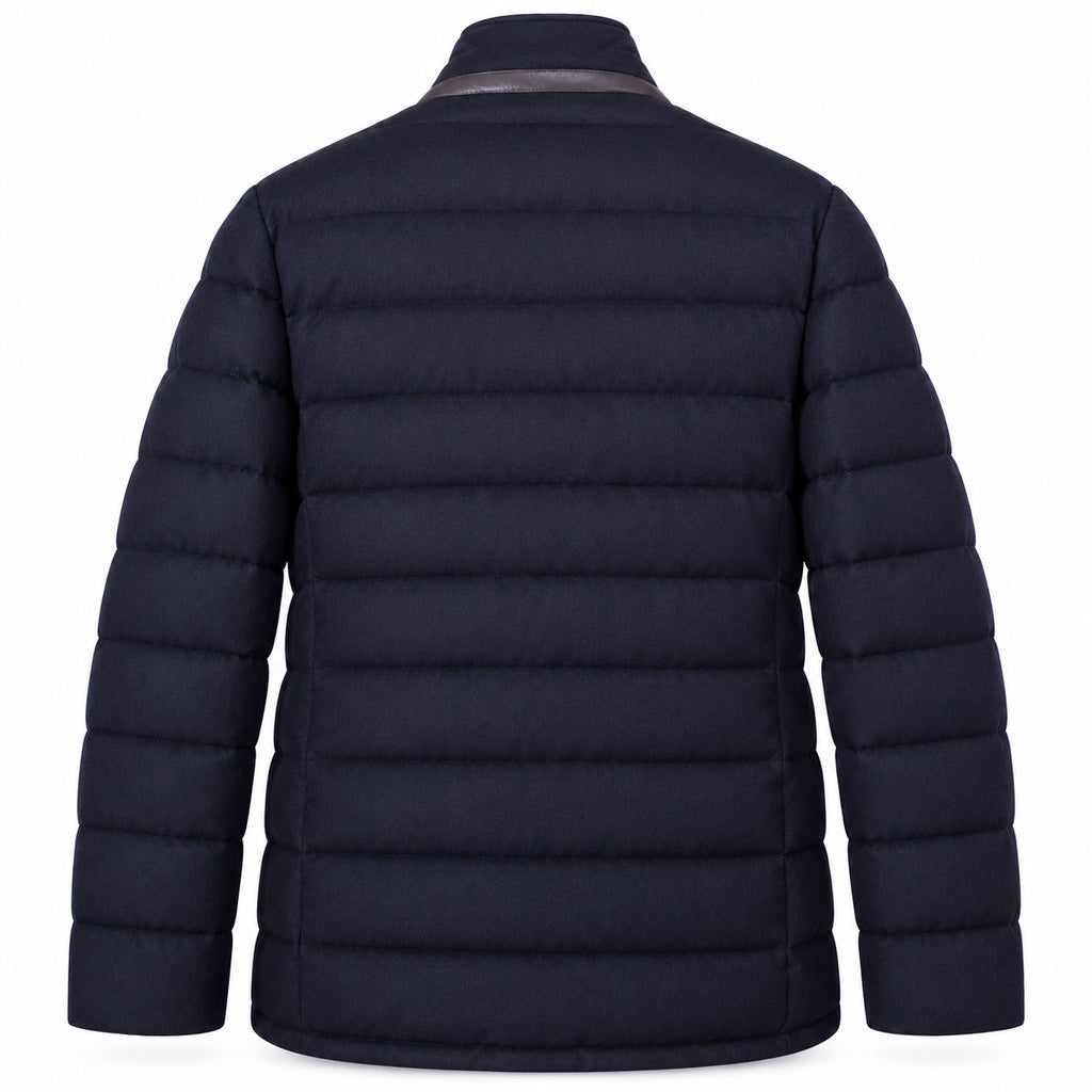 moorer Men Jacket Quilted Wool Navy Blue