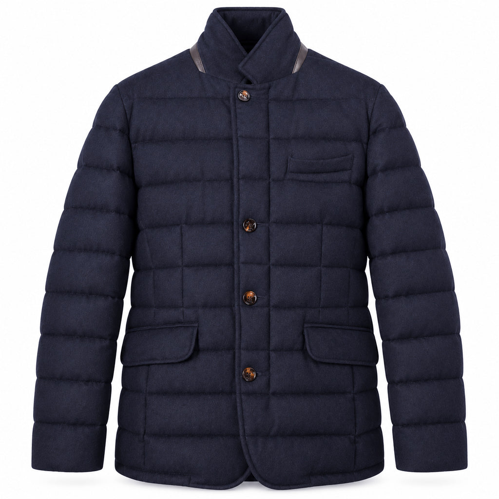 moorer Men Jacket Quilted Wool Navy Blue