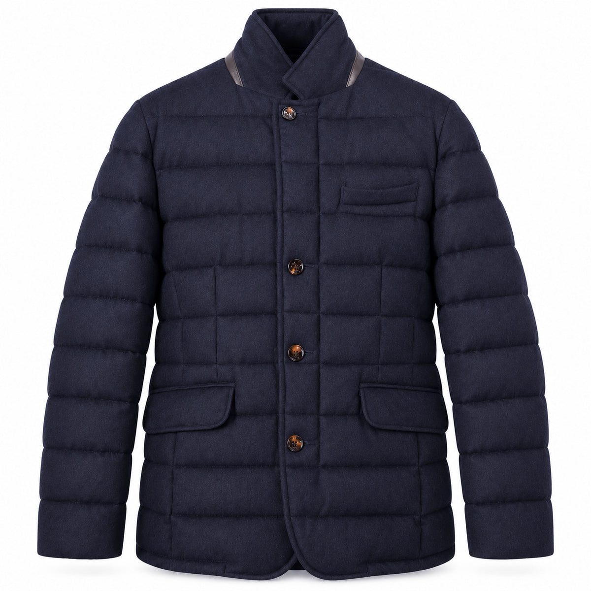 Moorer Men Jacket Quilted Wool Navy Blue