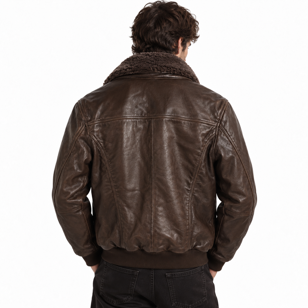 Emilio Romanelli Men Jacket Leather Colletto Pelliccia Brown