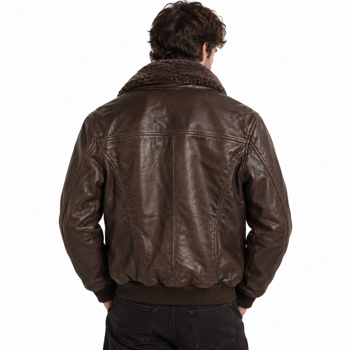 Emilio Romanelli Men Jacket Leather Colletto Pelliccia Brown