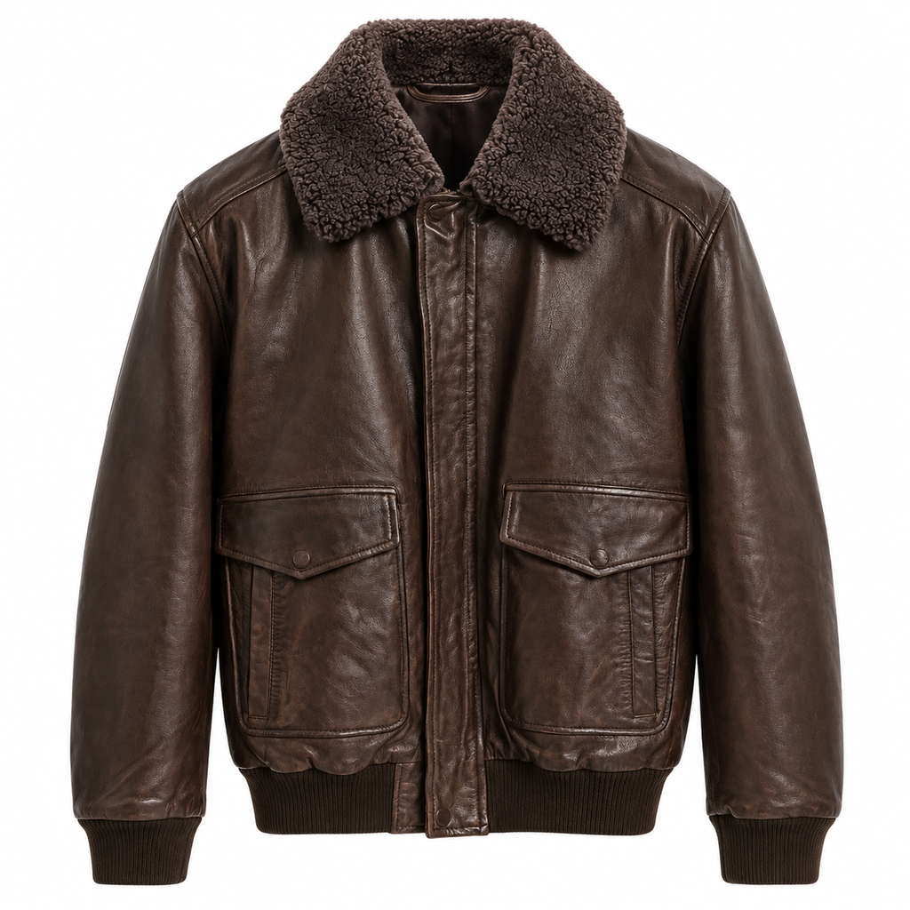 Emilio Romanelli Men Jacket Leather Colletto Pelliccia Brown