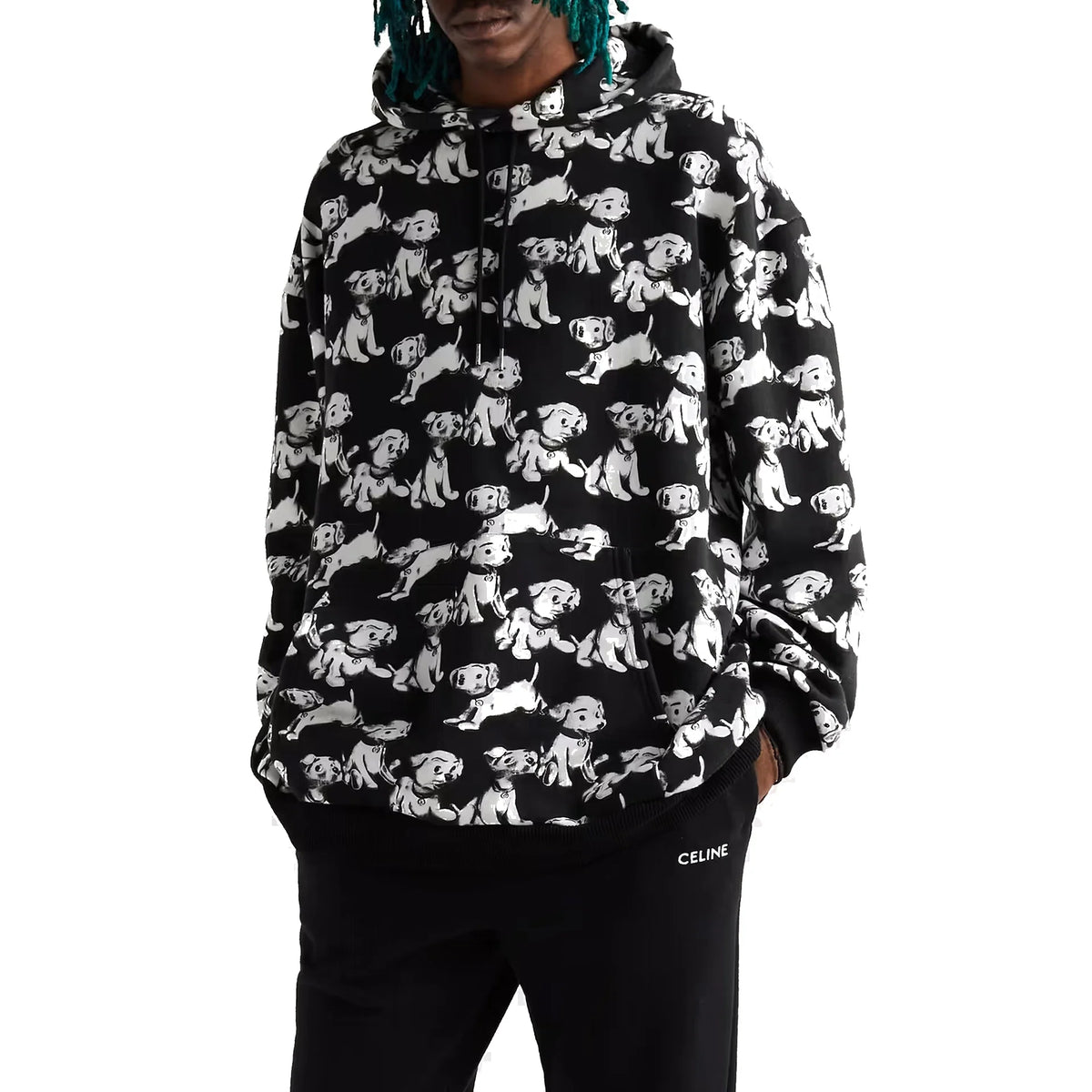 Celine Hooded Printed Dogs Sweatshirt