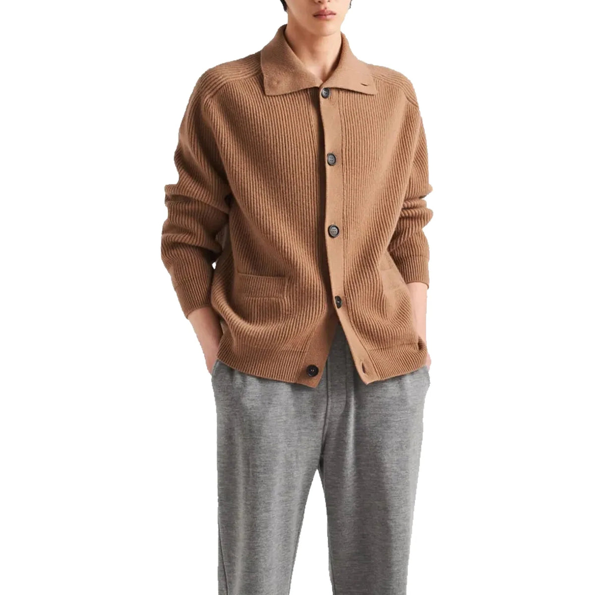 Prada Ribbed Knit Cashmere Cardigan