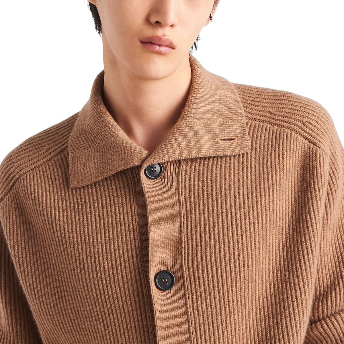 Prada Ribbed Knit Cashmere Cardigan