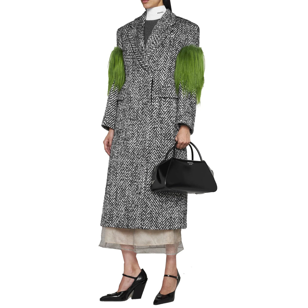 Prada Herringbone Wool Coat