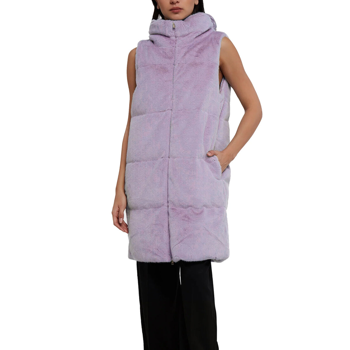 HERNO Faux Fur Sleeveles Coat